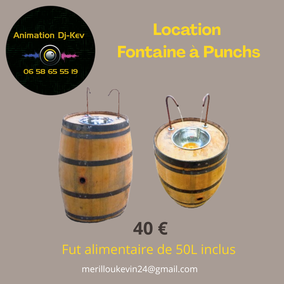 Fontaine à punchs en tonneau pour événement